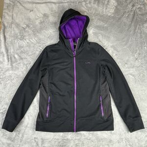 Lauren Ralph Lauren Jacket‎ Womens M Active Full Zip Black Purple Trim Pockets